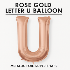 Rose Gold Letter U Balloon - Metallic Foil Super Shape