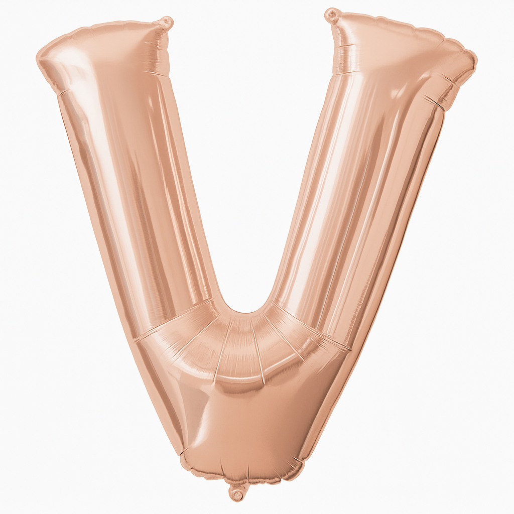 Rose Gold Letter V Metallic Foil Balloon