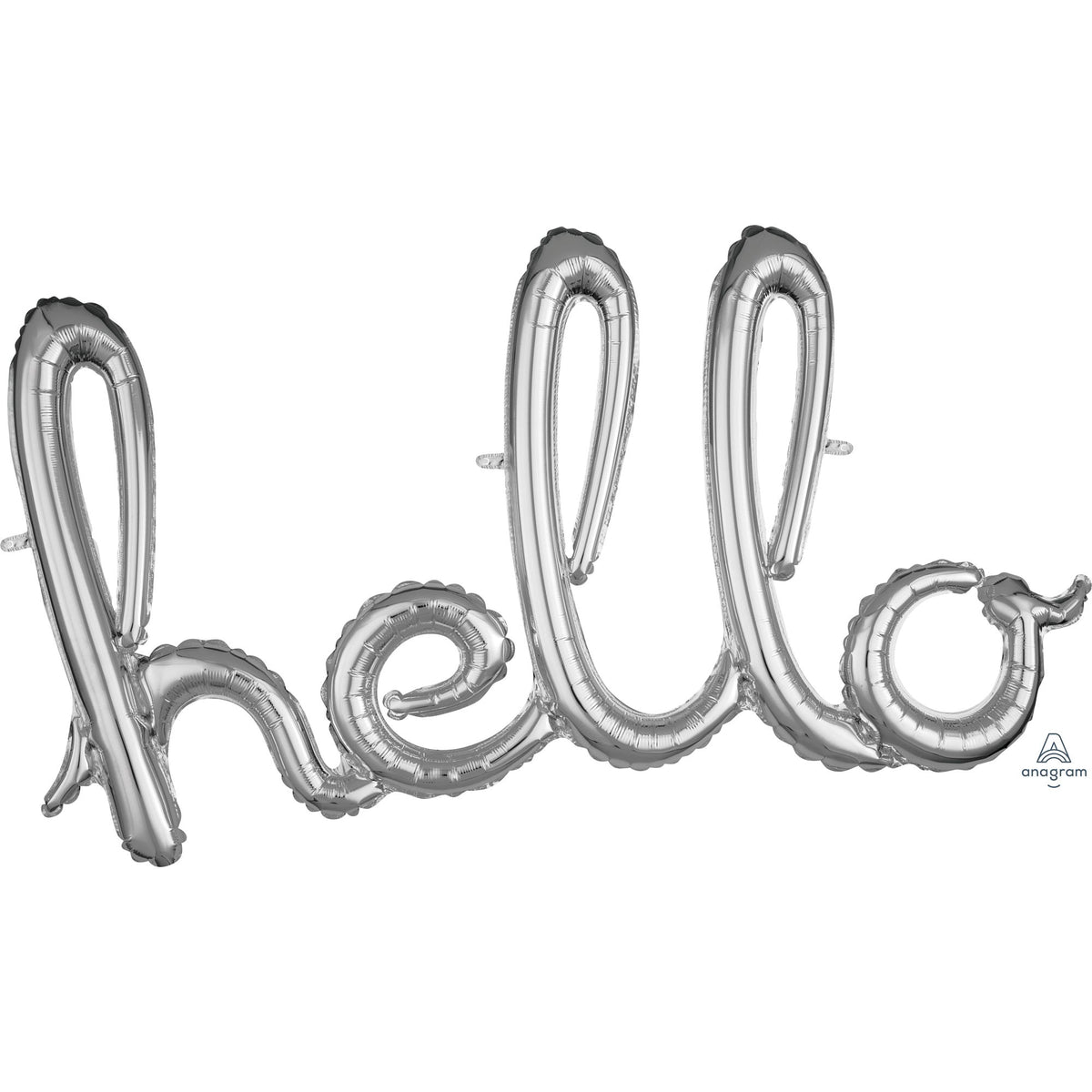 Silver Hello Script Foil Balloon