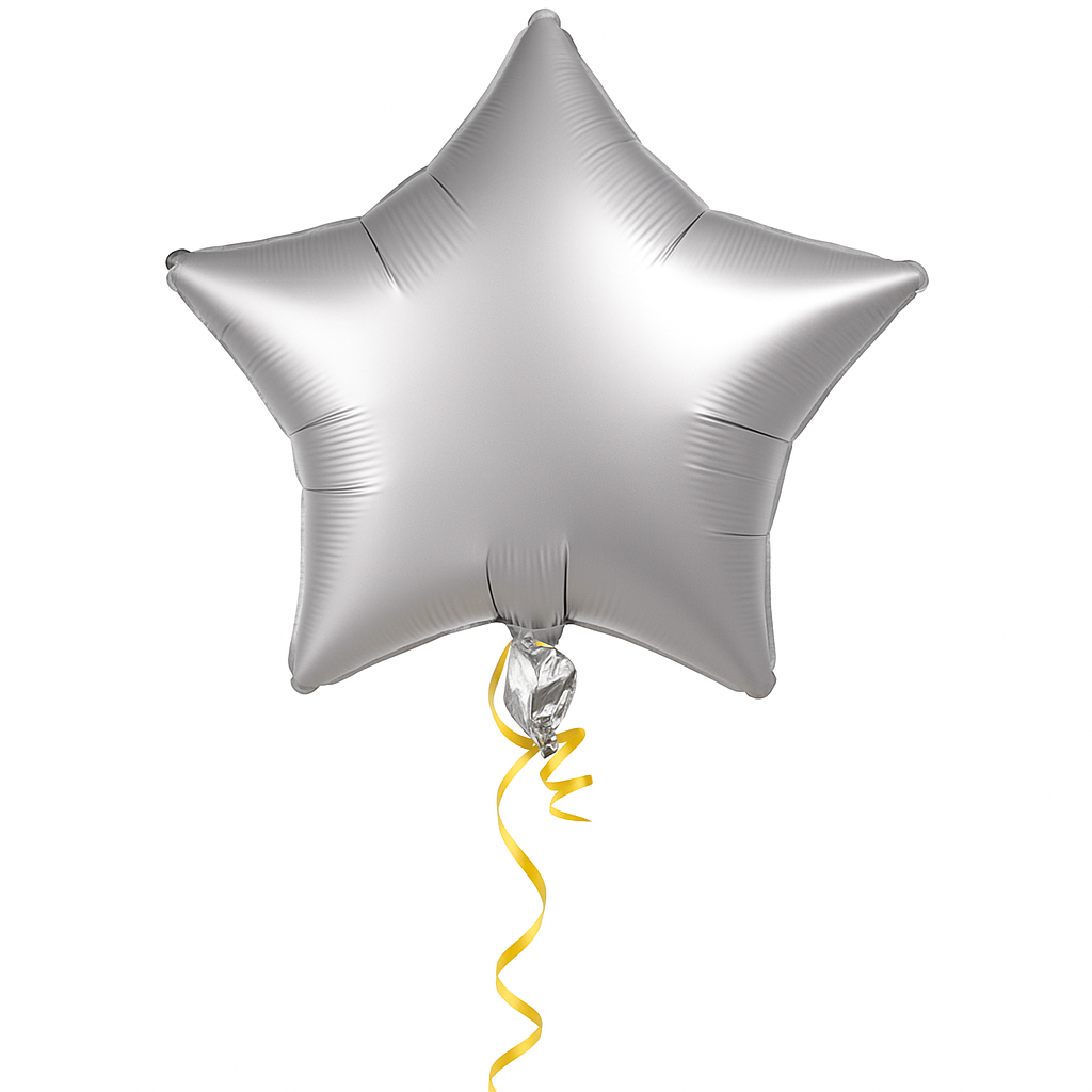 Satin Platinum Star Foil Balloon - 18 Inches