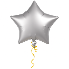 Satin Platinum Star Foil Balloon - 18 Inches