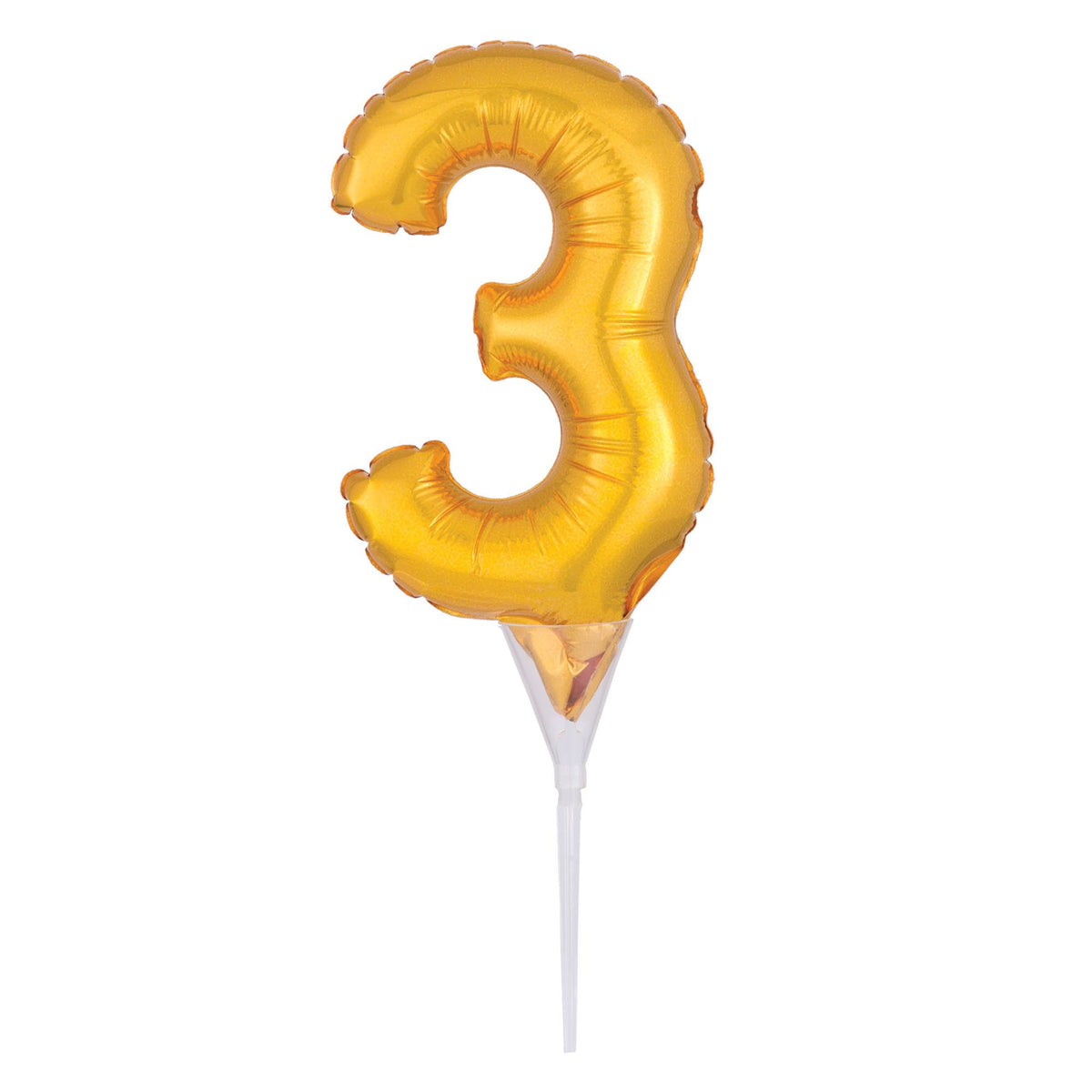 Gold Number 3 Foil Balloon Cake Topper