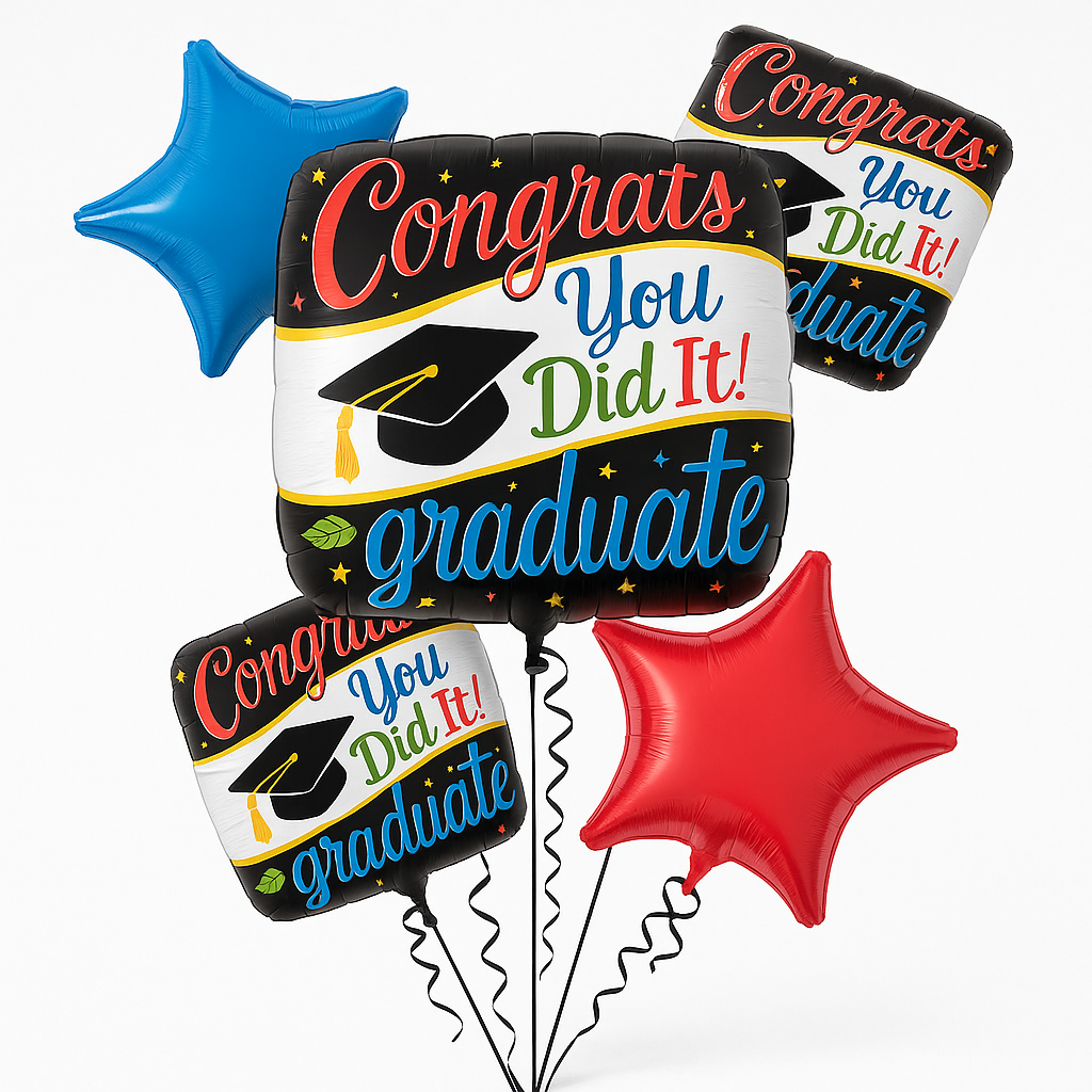 Graduation Foil Balloon Bouquet - "Going Places" Theme