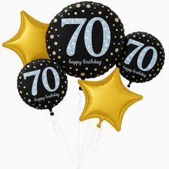 Sparkling 70th Birthday Foil Balloon Bouquet - 5 Piece Set