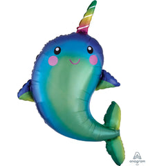 Happy Narwhal Super Shape Foil Balloon