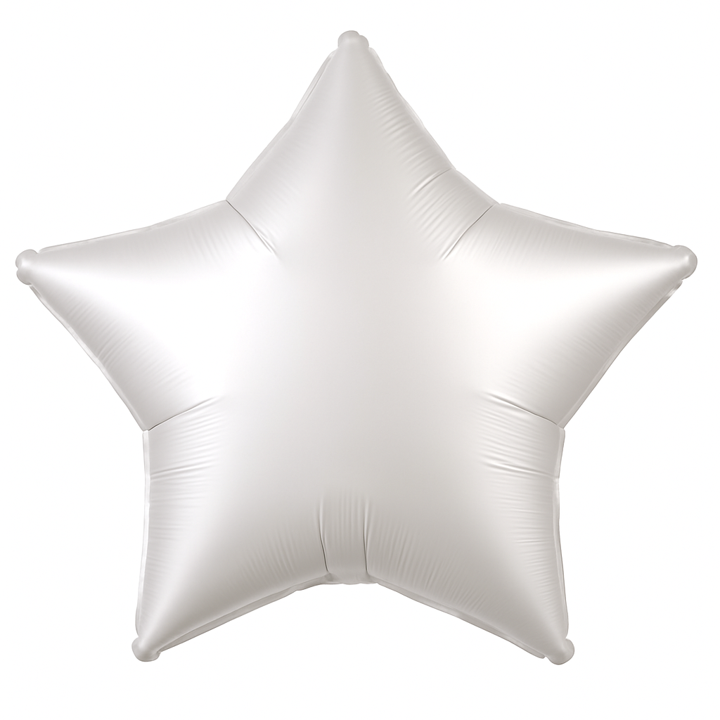 Satin White Star Foil Balloon - 18 Inch