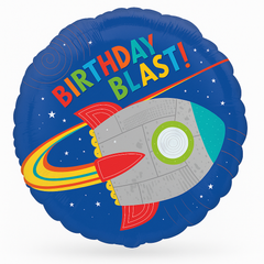"Birthday Blast Off" Foil Mylar Balloon - 18 Inch
