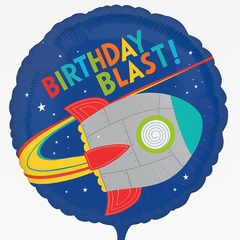 Birthday Blast Off Mylar Balloon - 18 Inch Foil