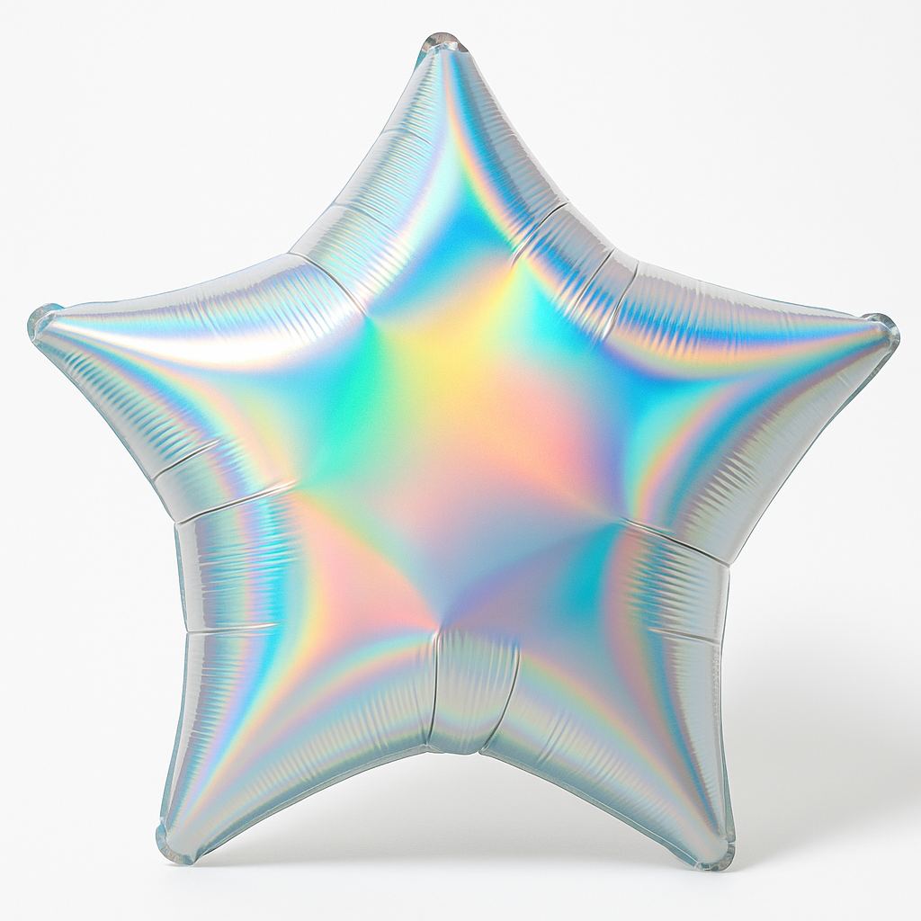 Iridescent Silver Star Foil Balloon - 18 Inch