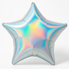 Iridescent Silver Star Foil Balloon - 18 Inch