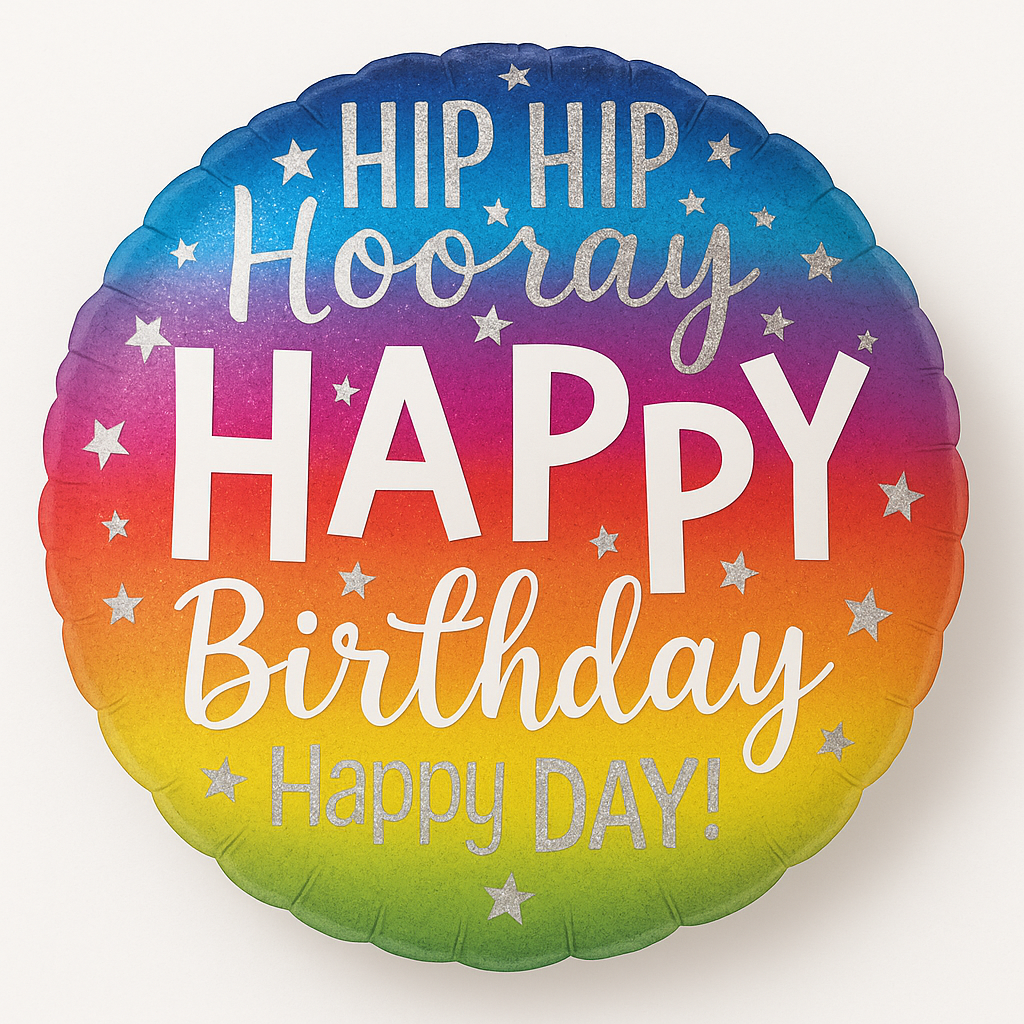 Hip Hooray Happy Birthday Holographic Balloon