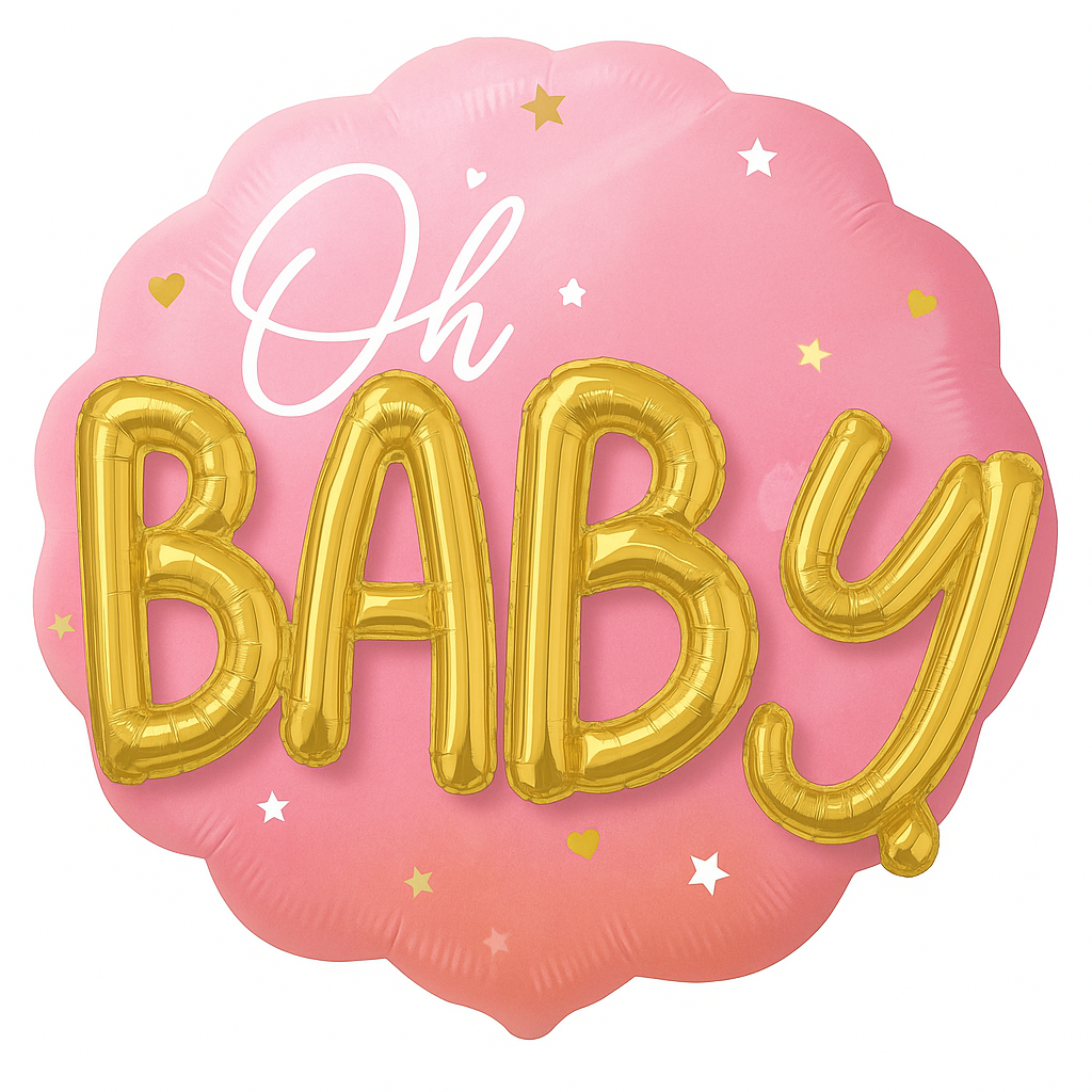 Oh Baby Pink & Gold Foil Super Shape Balloon
