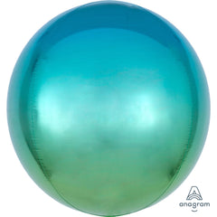 Blue and Green Ombre Orbz Metallic Balloon