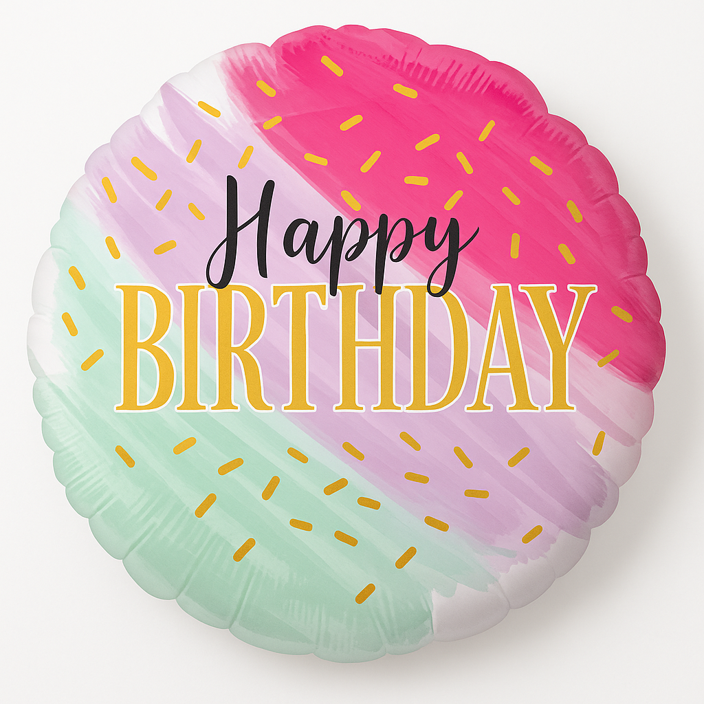Vibrant Watercolor Happy Birthday Foil Balloon