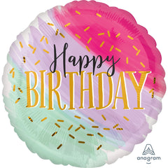 Vibrant Watercolor Happy Birthday Foil Balloon