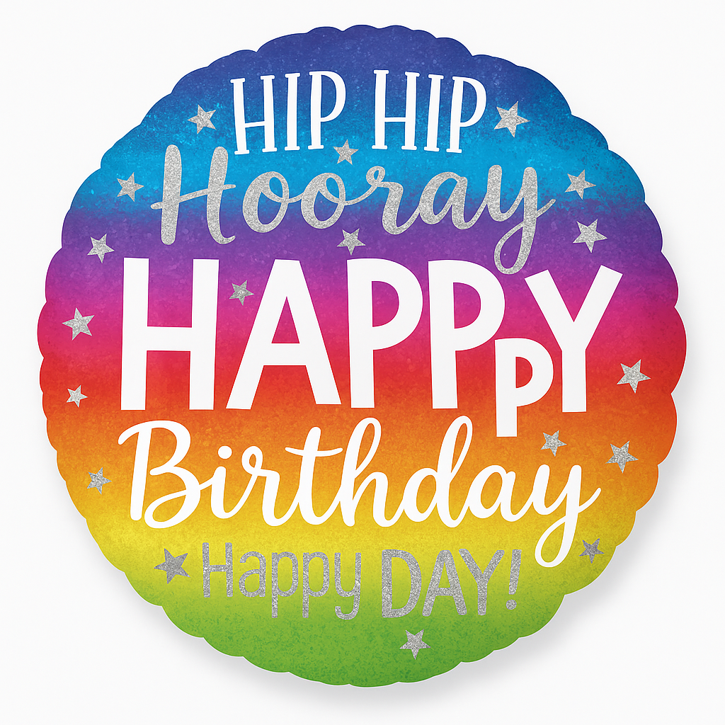 Hip Hip Hooray Happy Birthday Foil Balloon