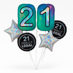 Finally 21 Foil Balloon Bouquet - 5 Piece Set