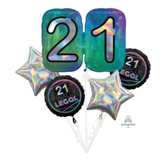 Finally 21 Foil Balloon Bouquet - 5 Piece Set