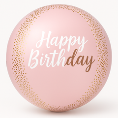Blush Happy Birthday Orbz Balloon - Metallic Foil Super Shape