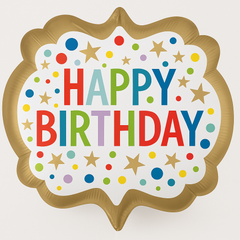 Gold Starburst Happy Birthday Foil Balloon