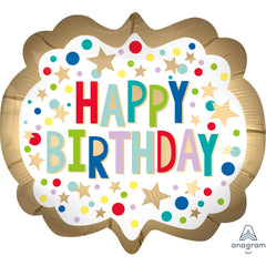 Gold Starburst Happy Birthday Foil Balloon