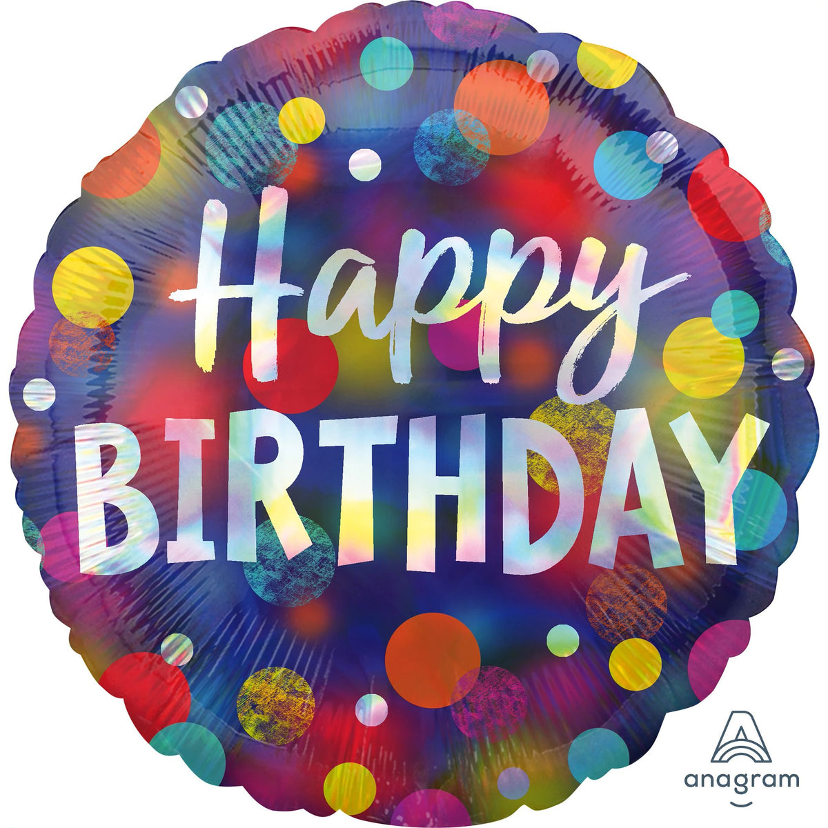 Vibrant Polka Dot Happy Birthday 18-inch Foil Balloon