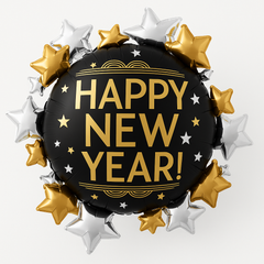 Happy New Year Metallic Starburst Balloon