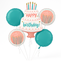 Happy Cake Day Foil Balloon Bouquet - 5 Piece Set