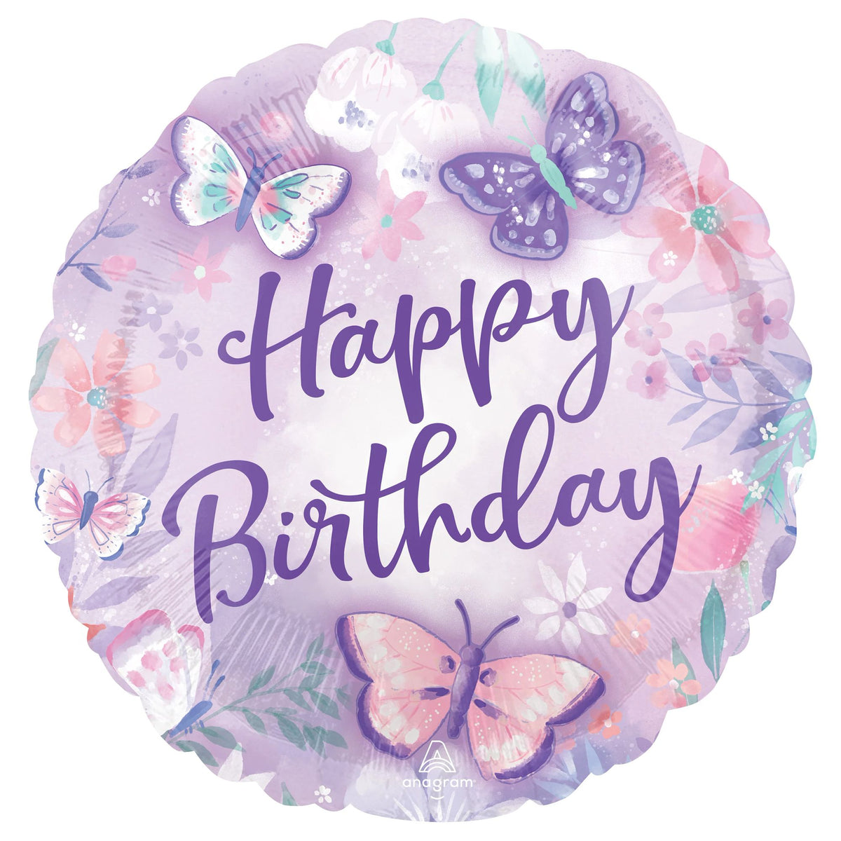 Fluttering Butterflies Happy Birthday Foil Balloon - 18 Inch