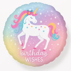 Enchanted Unicorn Birthday Wishes Foil Balloon - 18 Inches