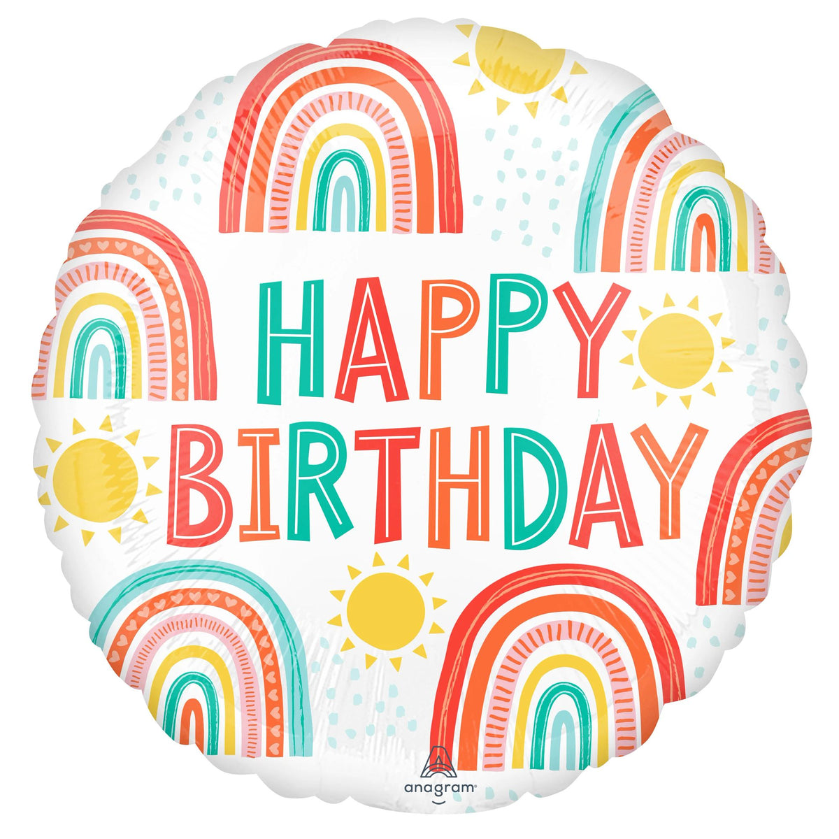 Retro Rainbow Happy Birthday Foil Balloon - 18-inch