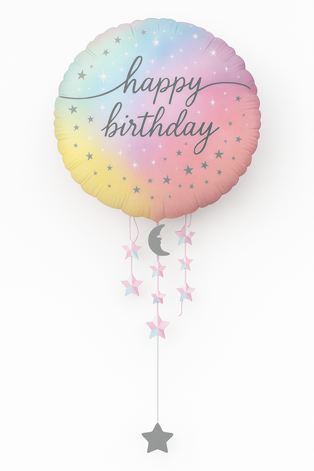 Luminous Pastel Starburst Happy Birthday Foil Balloon