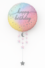 Luminous Pastel Starburst Happy Birthday Foil Balloon