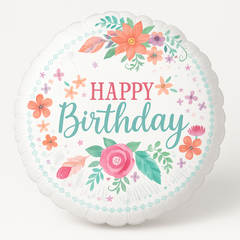 Free Spirit Floral Foil Balloon - Happy Birthday