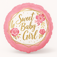 Sweet Baby Girl Floral Foil Balloon - 18 Inch