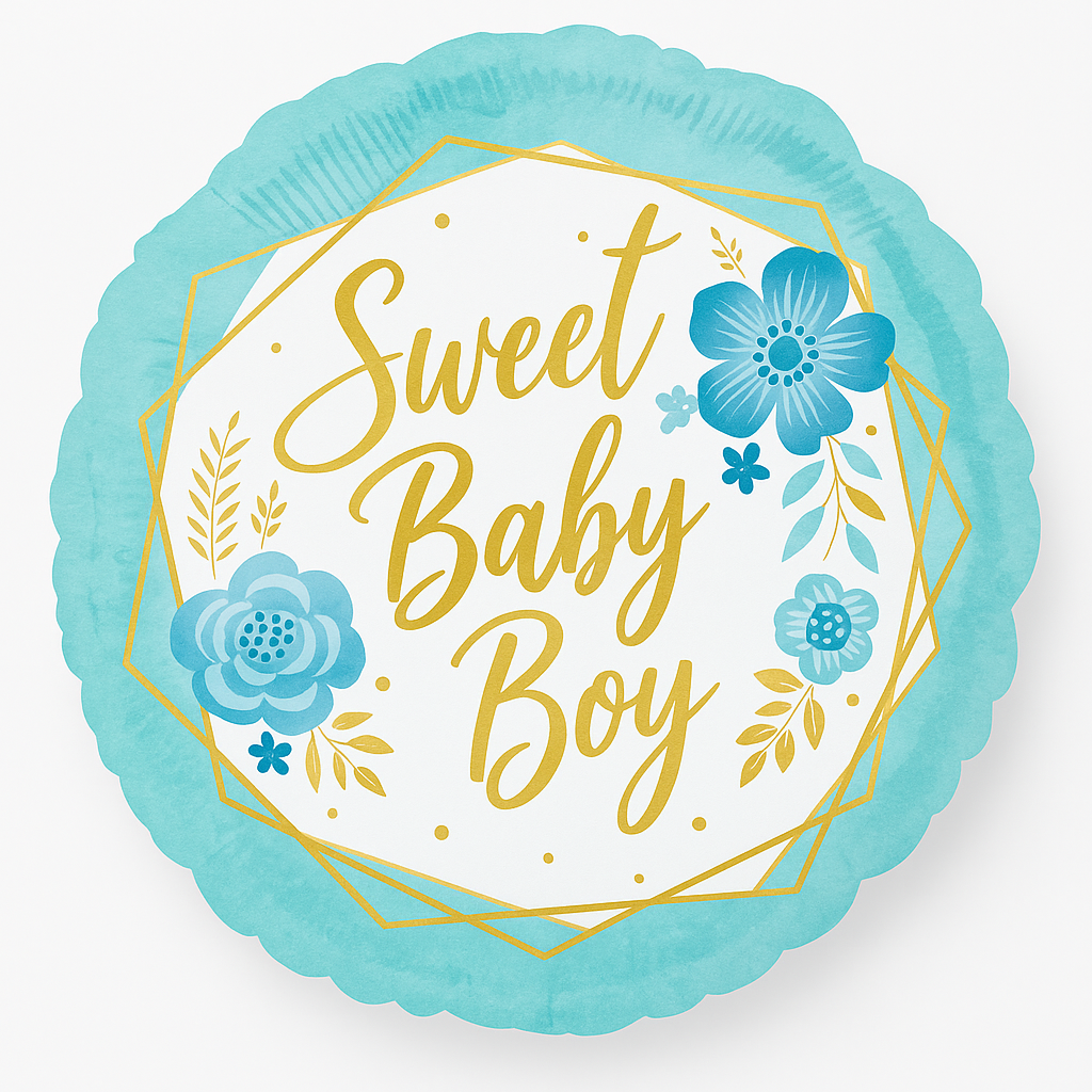 Sweet Baby Boy Floral Foil Balloon - 18 Inch