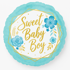 Sweet Baby Boy Floral Foil Balloon - 18 Inch