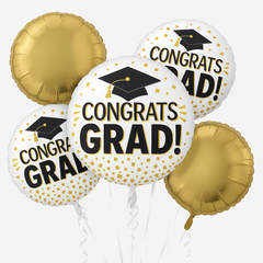 Congrats Grad Gold Glitter Foil Balloon Bouquet
