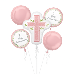 My First Communion Pink Foil Balloon Bouquet
