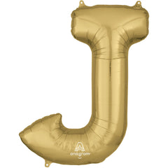 Gold Letter J Foil Balloon - Metallic Party Decoration