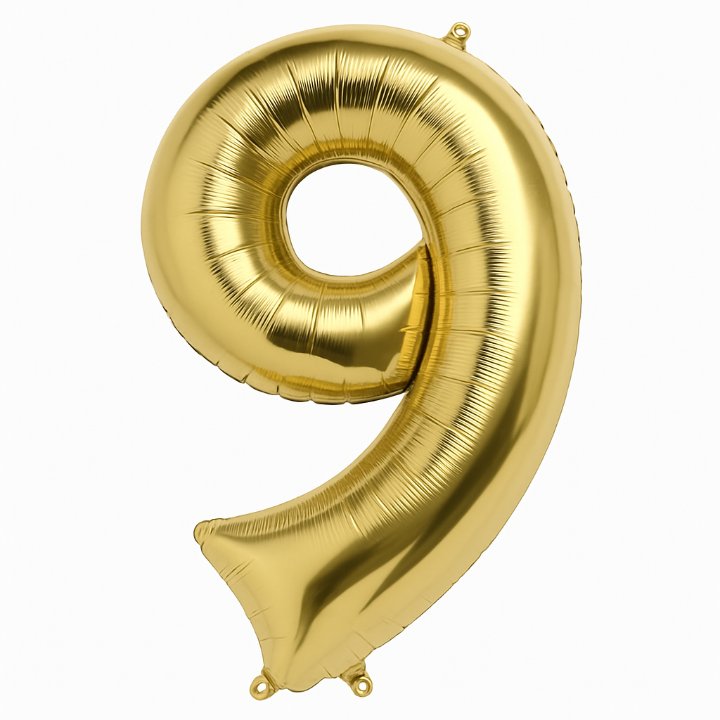 Metallic Gold Number 9 Foil Balloon