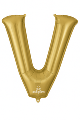 Gold Foil Letter V Balloon - Metallic Birthday Decoration