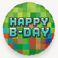 Pixel Party 18" Foil Balloon - Happy B-Day