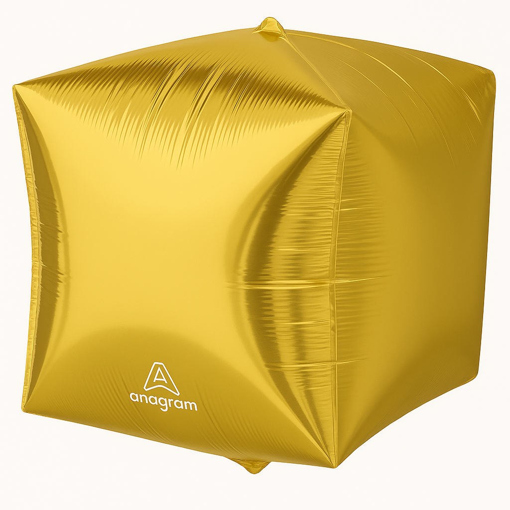 Gold Cube Foil Balloon - Metallic Mylar Party Decoration