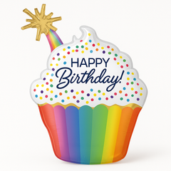 Rainbow Cupcake Happy Birthday Foil Balloon