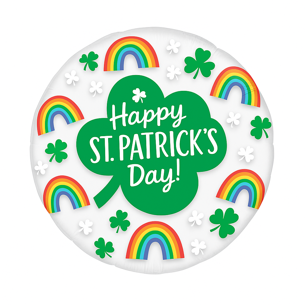 St. Patrick's Day Foil Balloon with Rainbows & Shamrocks
