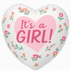 "It's a Girl" Heart-Shaped Foil Balloon