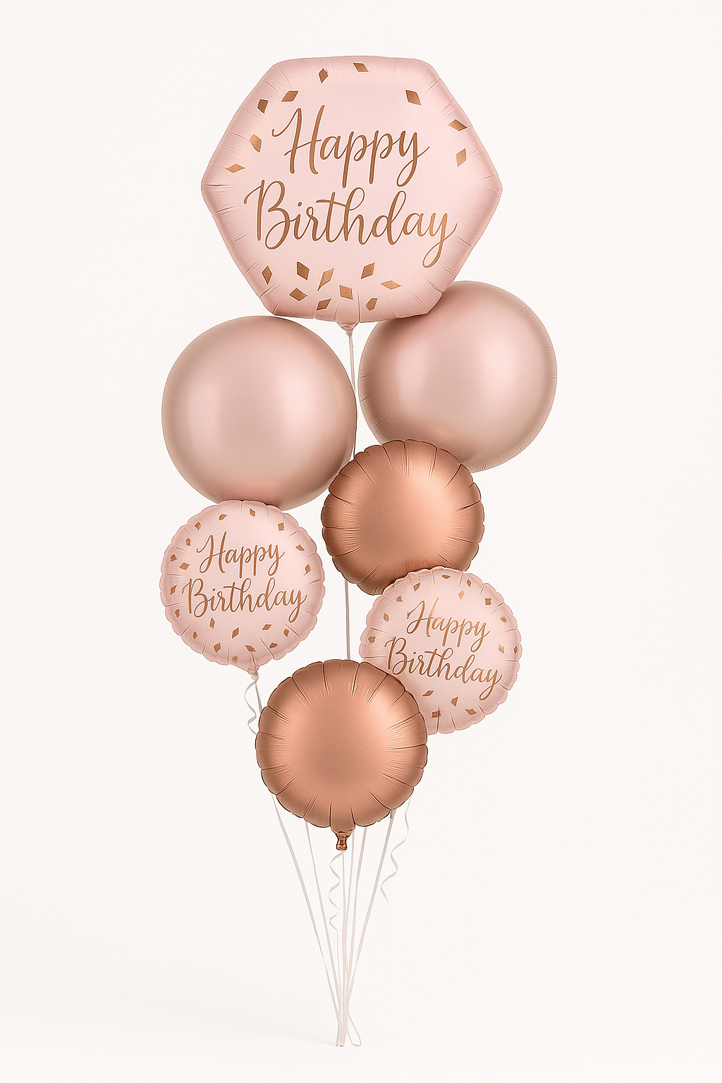 Elegant Blush Birthday Foil Balloon Bouquet