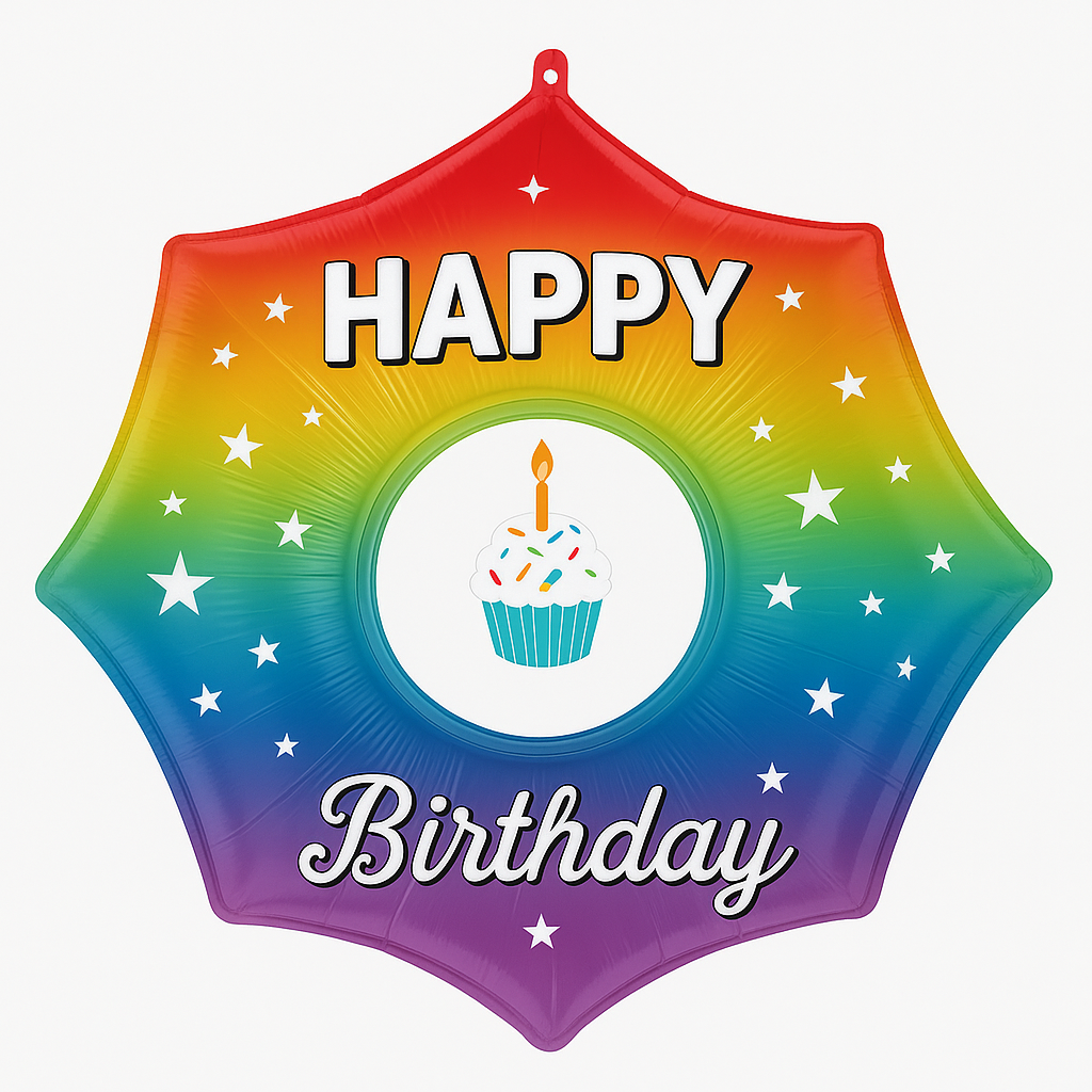 Rainbow Cupcake Happy Birthday Foil Balloon