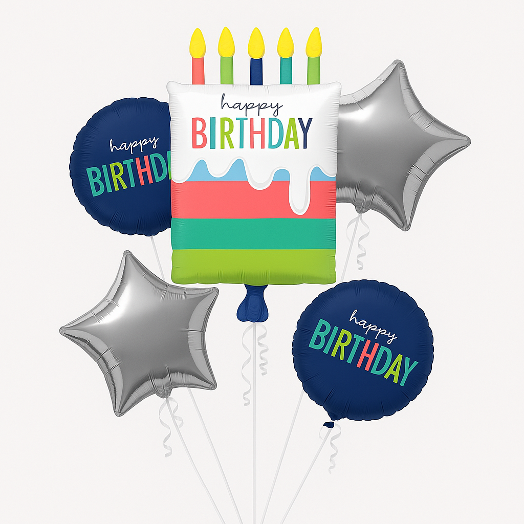 Modern Birthday Foil Balloon Bouquet